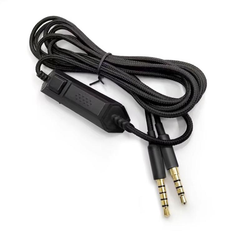 For Logitech Astro A10 / A40 Headset Gaming Headset 2m Braided Audio Cable, Silver Plug Straight Through, Silver Plug Wired Controller, Black Plug Wired Controller – Durable Build, Easy to Use Black Plug Wired Controller