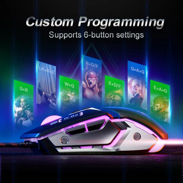 Inphic W-02 USB Wired Mouse Gaming Macro-Programmable Illuminated Computer Mice – Durable Build, Easy to Use