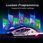 Inphic W-02 USB Wired Mouse Gaming Macro-Programmable Illuminated Computer Mice – Durable Build, Easy to Use