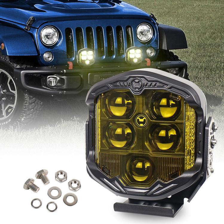 OL-21W03Y 7 Inch 3-Sided Illumination High / Low Beam Car Modified Work Light Roof Light A-Pillar Spotlights – Waterproof