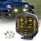 OL-21W03Y 7 Inch 3-Sided Illumination High / Low Beam Car Modified Work Light Roof Light A-Pillar Spotlights – Waterproof