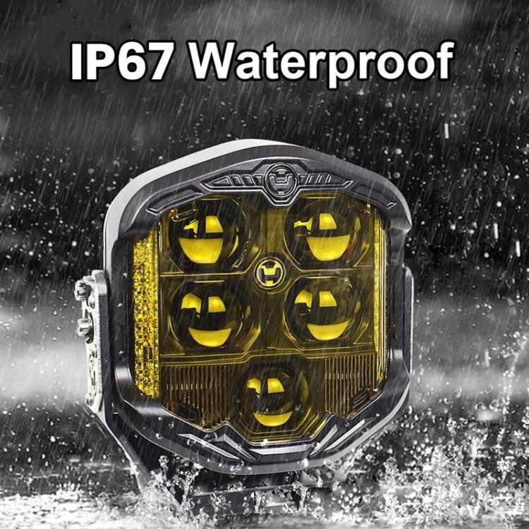 OL-21W03Y 7 Inch 3-Sided Illumination High / Low Beam Car Modified Work Light Roof Light A-Pillar Spotlights – Waterproof