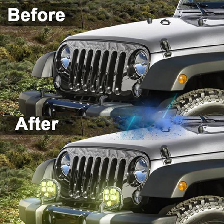 OL-21W03Y 7 Inch 3-Sided Illumination High / Low Beam Car Modified Work Light Roof Light A-Pillar Spotlights – Waterproof