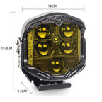 OL-21W03Y 7 Inch 3-Sided Illumination High / Low Beam Car Modified Work Light Roof Light A-Pillar Spotlights – Waterproof