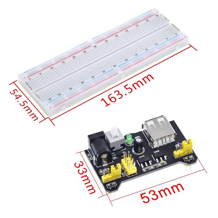 MB-102 830-hole Breadboard + Power Module + 65 Breadboard Wires – Durable Build, Easy to Use
