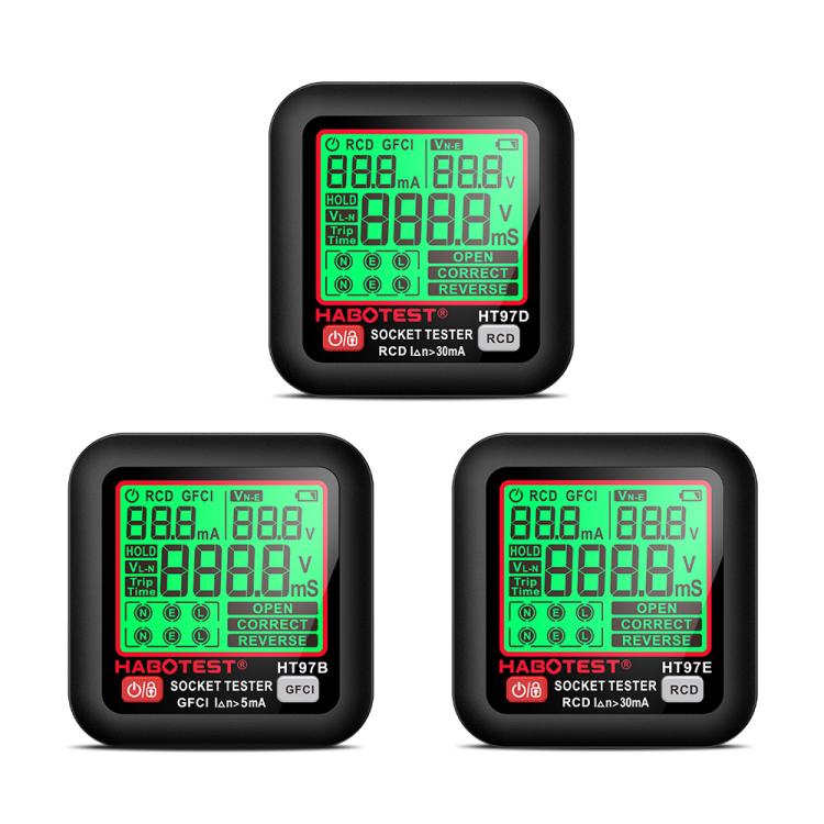 HABOTEST Digital Display Intelligent Electrical Test Socket, HT97B US Plug, HT97D EU Plug, HT97E UK Plug