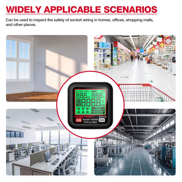 HABOTEST Digital Display Intelligent Electrical Test Socket, HT97B US Plug, HT97D EU Plug, HT97E UK Plug