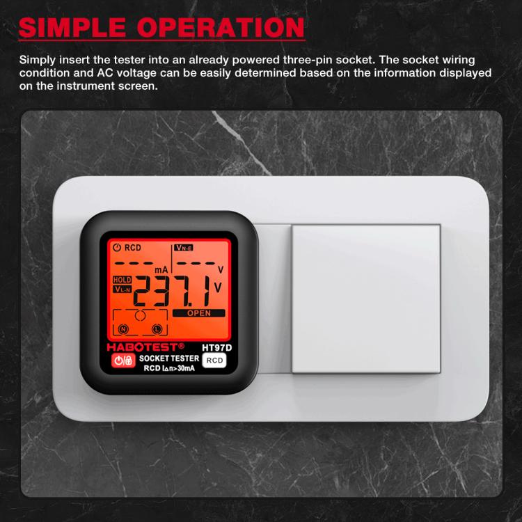 HABOTEST Digital Display Intelligent Electrical Test Socket, HT97B US Plug, HT97D EU Plug, HT97E UK Plug