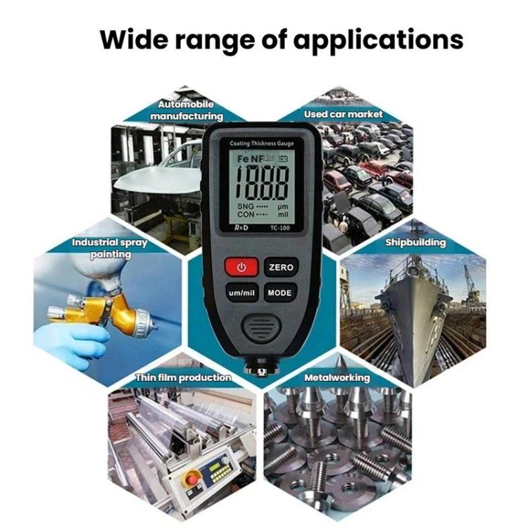 R&D INSTRUMENTS TC-100 High-Precision Coating Thickness Gauge Automotive Paint Film Thickness Tester, TC-100 – Wear-resistant, Magnetic