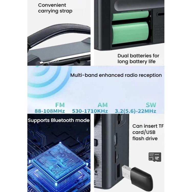 JOC TG-099BT-S Full-Band Solar Radio With Flashlight Portable Bluetooth Radio, JOC TG-099BT-S – Bluetooth