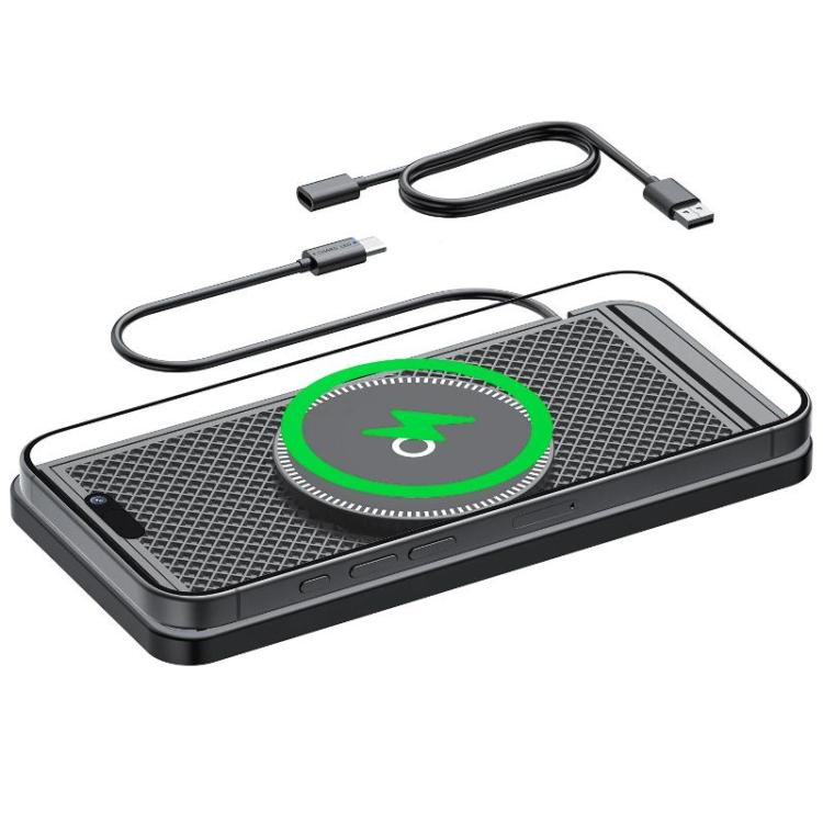 For Apple / Huawei / Xiaomi Qi Standard Car Magnetic Wireless Charging Anti-Slip Mat With Indicator Light, USB, Type-C USB