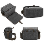 Waxed Canvas Camera Messenger Bag with Adjustable Dividers for DSLR Photography and Travel, L Dusty Yellow, L Army Green, S Army Green, S Dusty Yellow, S Deep Gray