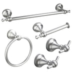 5-in-1 Bathroom Set Aluminum Towel Bar, Towel Ring, Toilet Paper Holder, Robe Hook, Modern Wall-Mounted Hardware Suite Silver
