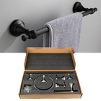 5-in-1 Bathroom Set Aluminum Towel Bar, Towel Ring, Toilet Paper Holder, Robe Hook, Modern Wall-Mounted Hardware Suite