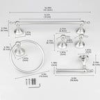 5-in-1 Bathroom Set Aluminum Towel Bar, Towel Ring, Toilet Paper Holder, Robe Hook, Modern Wall-Mounted Hardware Suite