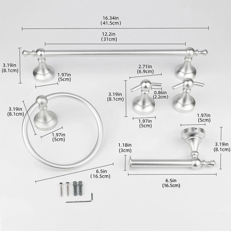 5-in-1 Bathroom Set Aluminum Towel Bar, Towel Ring, Toilet Paper Holder, Robe Hook, Modern Wall-Mounted Hardware Suite