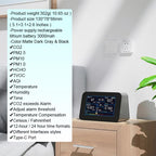 9-In-1 Air Quality Monitor For HCHO/PM2.5/CO2/TVOC, Temperature & Humidity, AQI, Adjustable Alarm, Type-C Charging, DM368