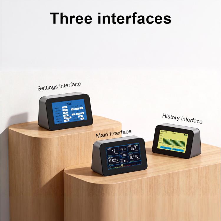 9-In-1 Air Quality Monitor For HCHO/PM2.5/CO2/TVOC, Temperature & Humidity, AQI, Adjustable Alarm, Type-C Charging, DM368