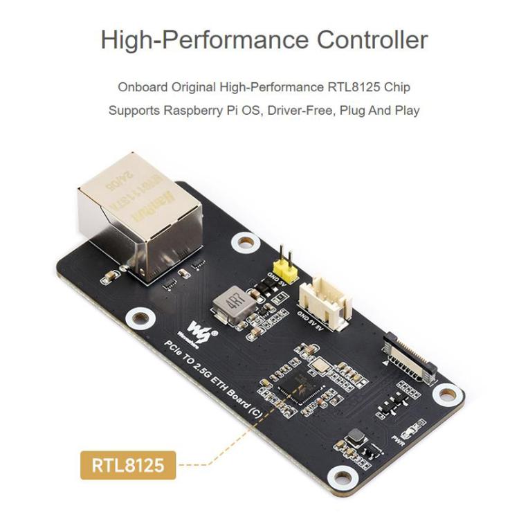 PCIe T 2.5G ETH Board For Raspberry Pi 5, 33042