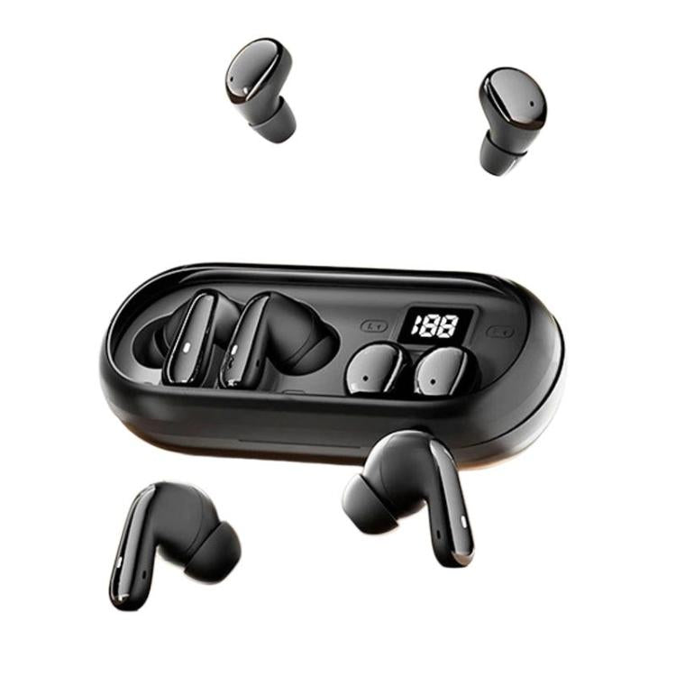 MD35 2pairs In-Ear Digital Display Noise Reduction Earphone Wireless Bluetooth Sleep Earbuds Black