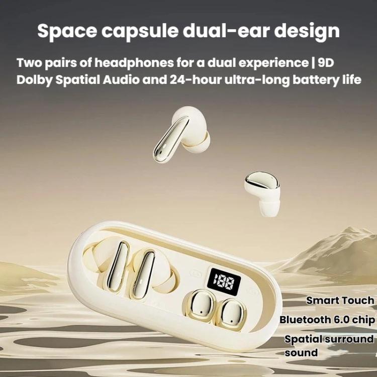 MD35 2pairs In-Ear Digital Display Noise Reduction Earphone Wireless Bluetooth Sleep Earbuds