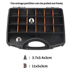 Portable Plastic Divided Toolbox Hardware Parts Storage Box, Black