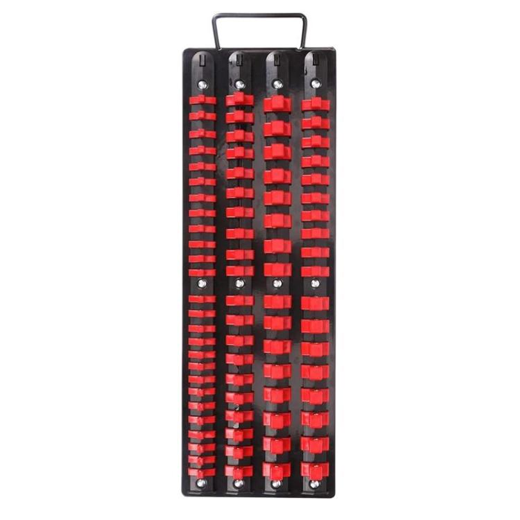Portable Socket Storage Holder With Handle For 1/4, 3/8, 1/2 Inch Drive Sockets Red