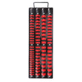 Portable Socket Storage Holder With Handle For 1/4, 3/8, 1/2 Inch Drive Sockets Red