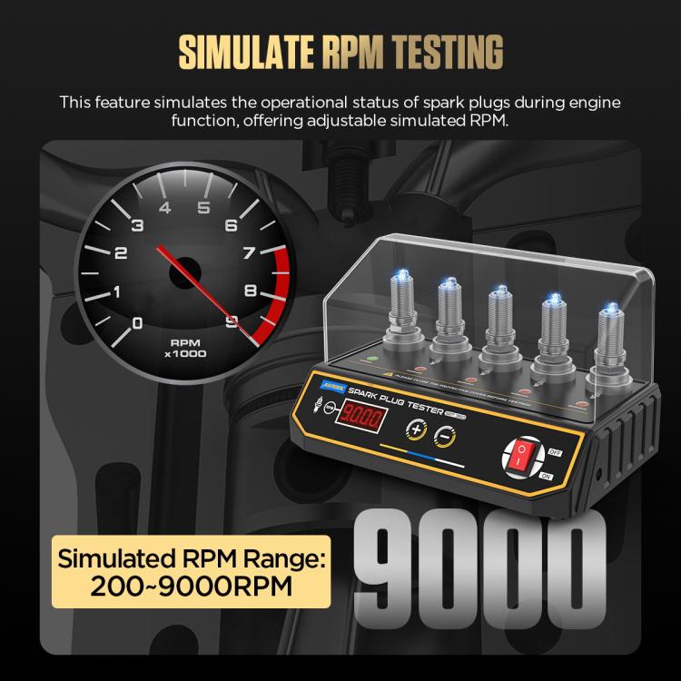 AUTOOL Automotive Engine High-Pressure Five-Hole Spark Plug Tester, US Plug, EU Plug
