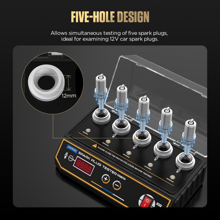AUTOOL Automotive Engine High-Pressure Five-Hole Spark Plug Tester, US Plug, EU Plug