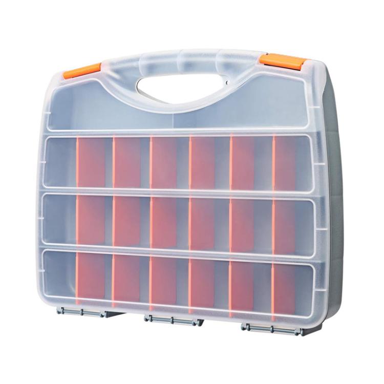 Hardware Tool Storage Box With Handle Adjustable Compartment Miscellaneous Box, Orange Orange