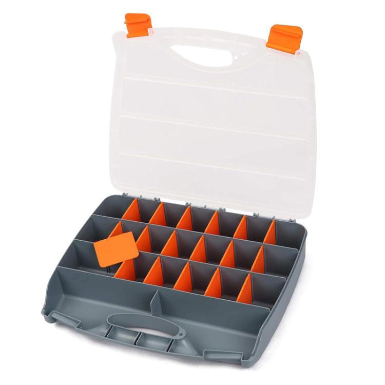 Hardware Tool Storage Box With Handle Adjustable Compartment Miscellaneous Box, Orange