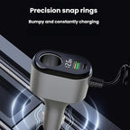 120W Car Cigarette Lighter With Voltage Display Car Phone Charger With Spring Cable, GE09