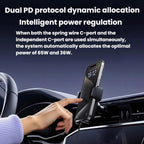 120W Car Cigarette Lighter With Voltage Display Car Phone Charger With Spring Cable, GE09