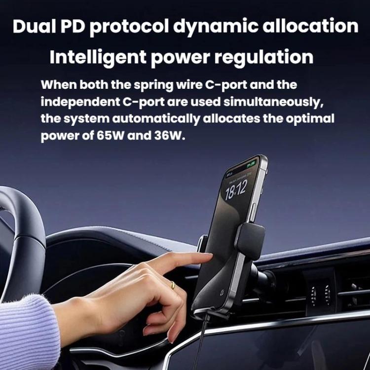 120W Car Cigarette Lighter With Voltage Display Car Phone Charger With Spring Cable, GE09
