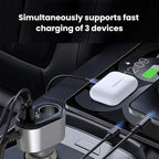 120W Car Cigarette Lighter With Voltage Display Car Phone Charger With Spring Cable, GE09