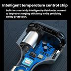 120W Car Cigarette Lighter With Voltage Display Car Phone Charger With Spring Cable, GE09