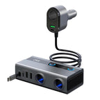 1 To 9 Car Cigarette Lighter With Independent Switches Voltage Display & Retractable Cable Car Charger, GE08 – Fast Charging, TPU GE08