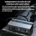 1 To 9 Car Cigarette Lighter With Independent Switches Voltage Display & Retractable Cable Car Charger, GE08 – Fast Charging, TPU