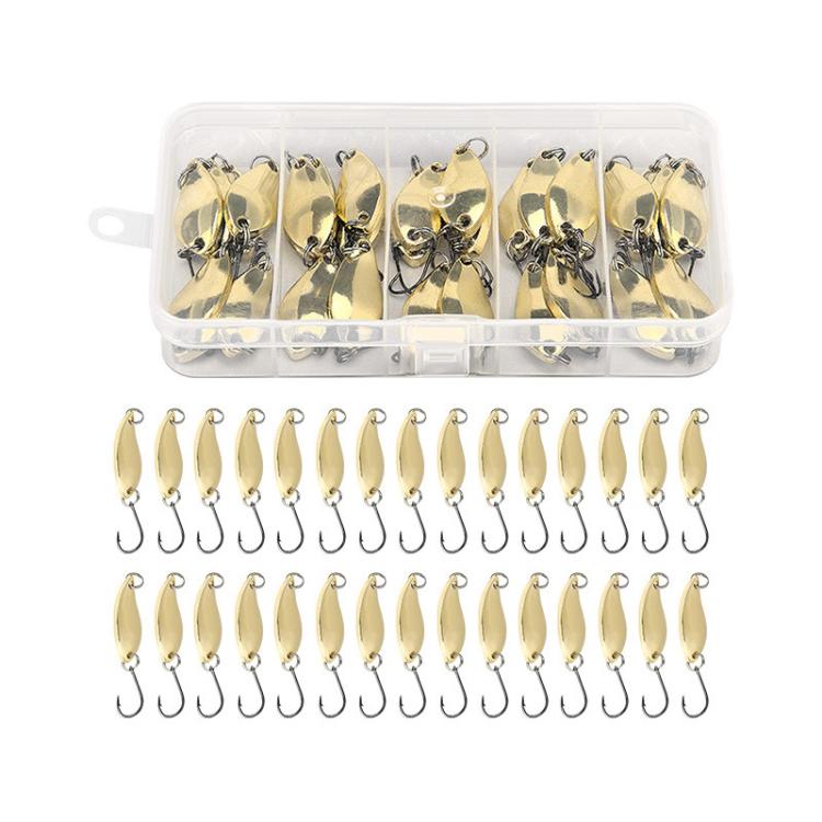 30pcs /Box Tin-plated Spinner Lure Fishing Tackle Hard Bait Bio-mimetic Spinner Lure, Gold 2.5g, Gold 3.5g, Gold 5g, Silver 2.5g, Silver 3.5g, Silver 5g – Durable Build, Easy to Use Gold 3.5g