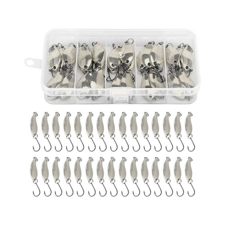 30pcs /Box Tin-plated Spinner Lure Fishing Tackle Hard Bait Bio-mimetic Spinner Lure, Gold 2.5g, Gold 3.5g, Gold 5g, Silver 2.5g, Silver 3.5g, Silver 5g – Durable Build, Easy to Use Silver 2.5g