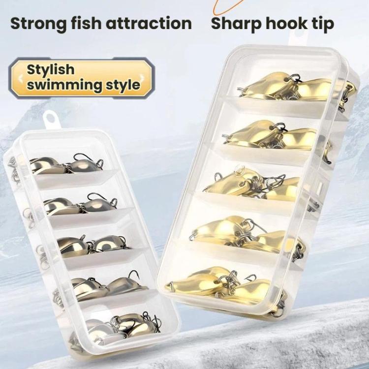 30pcs /Box Tin-plated Spinner Lure Fishing Tackle Hard Bait Bio-mimetic Spinner Lure, Gold 2.5g, Gold 3.5g, Gold 5g, Silver 2.5g, Silver 3.5g, Silver 5g – Durable Build, Easy to Use