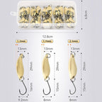 30pcs /Box Tin-plated Spinner Lure Fishing Tackle Hard Bait Bio-mimetic Spinner Lure, Gold 2.5g, Gold 3.5g, Gold 5g, Silver 2.5g, Silver 3.5g, Silver 5g – Durable Build, Easy to Use