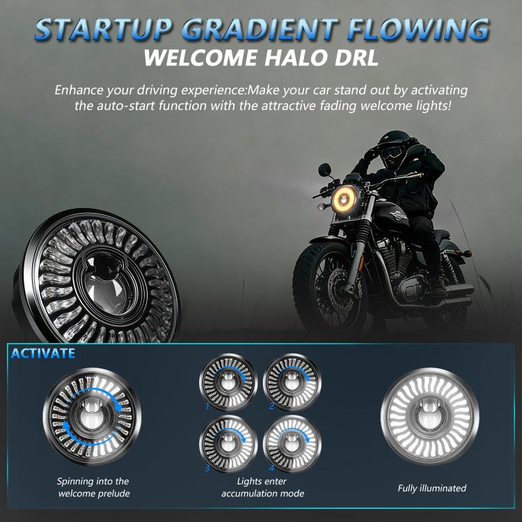 5.75-Inch High-Power Motorcycle Headlight With Flowing Light And Cut-Line Halo, R26