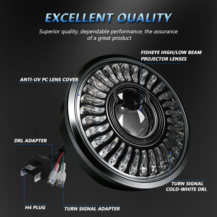 5.75-Inch High-Power Motorcycle Headlight With Flowing Light And Cut-Line Halo, R26