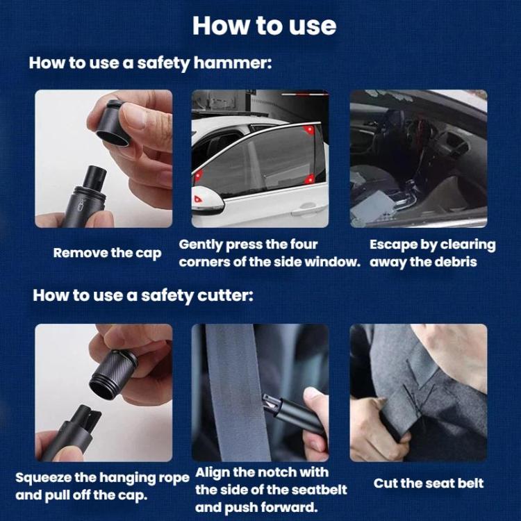 Iforce H1 3-In-1 Safety Hammer Window Breaker Keychain Car Safety Emergency Tool – Aluminum Alloy