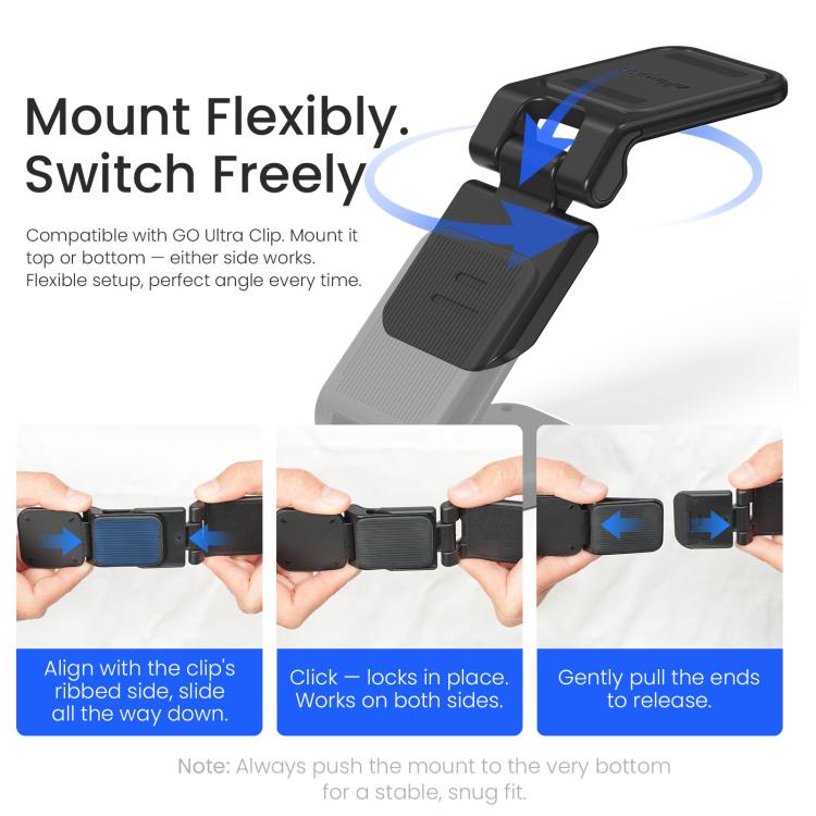 For Insta360 GO Ultra Magnetic Easy Clip AMagisn Mount 180-Degree Adjustable Angle For Flexible POV Shooting – Lanyard, Magnetic, Non-slip