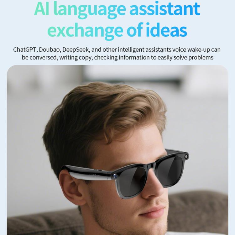 JS01 Pro Smart Glasses Support 12MP Camera, AI Translation, Human Detection, Video & Audio Recording, Transparent Anti-Blue Light Lenses, Graduated Blue Lenses, Graduated Red Lenses – Magnetic, Bluetooth