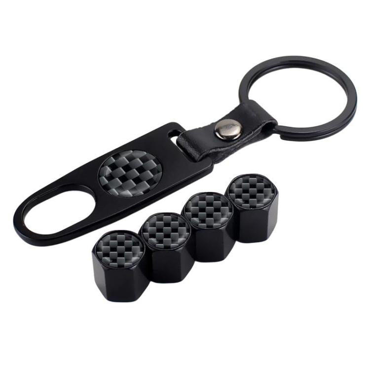 Automotive Carbon Fiber Textured Valve Stems Universal Cap Black