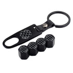 Automotive Carbon Fiber Textured Valve Stems Universal Cap Black